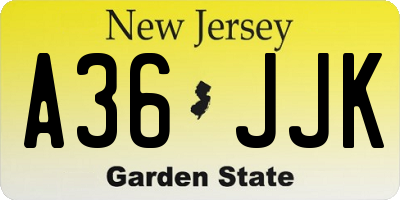 NJ license plate A36JJK