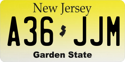 NJ license plate A36JJM