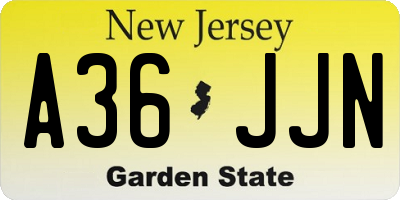 NJ license plate A36JJN