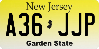NJ license plate A36JJP