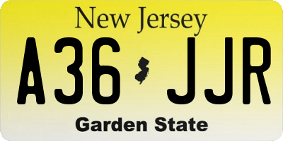 NJ license plate A36JJR