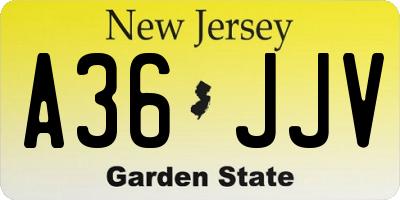 NJ license plate A36JJV