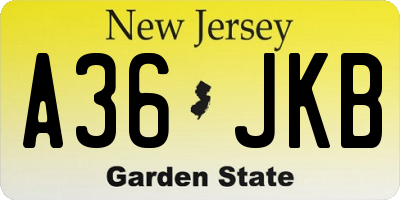 NJ license plate A36JKB