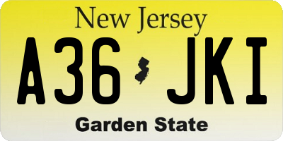NJ license plate A36JKI