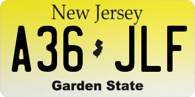 NJ license plate A36JLF