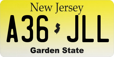 NJ license plate A36JLL