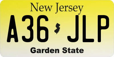 NJ license plate A36JLP