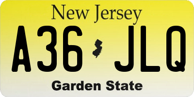 NJ license plate A36JLQ