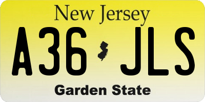 NJ license plate A36JLS