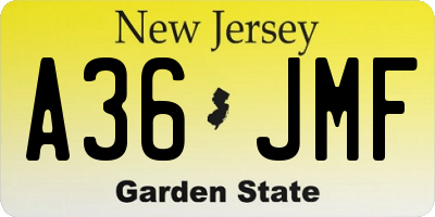 NJ license plate A36JMF
