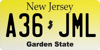 NJ license plate A36JML