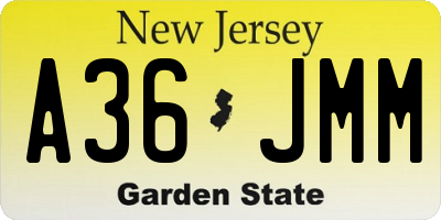 NJ license plate A36JMM