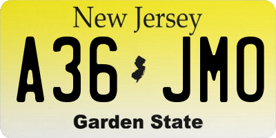 NJ license plate A36JMO
