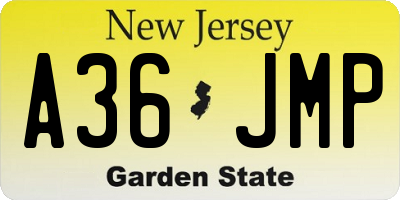 NJ license plate A36JMP