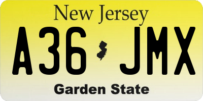 NJ license plate A36JMX