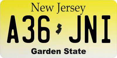 NJ license plate A36JNI