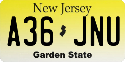 NJ license plate A36JNU
