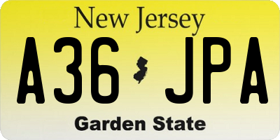 NJ license plate A36JPA