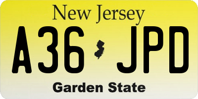 NJ license plate A36JPD