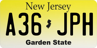 NJ license plate A36JPH