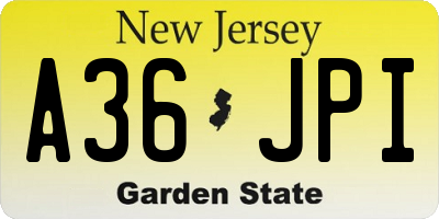 NJ license plate A36JPI