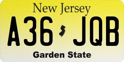 NJ license plate A36JQB