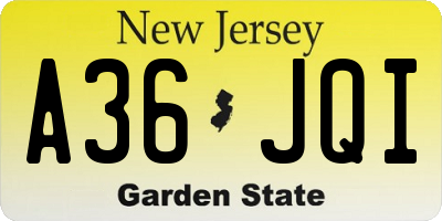 NJ license plate A36JQI