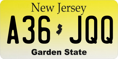 NJ license plate A36JQQ