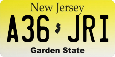NJ license plate A36JRI