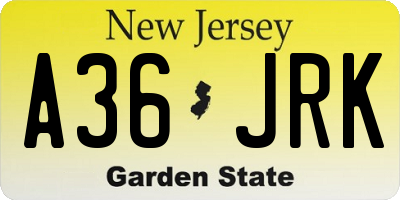 NJ license plate A36JRK