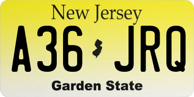 NJ license plate A36JRQ