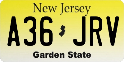 NJ license plate A36JRV