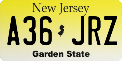 NJ license plate A36JRZ
