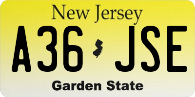 NJ license plate A36JSE