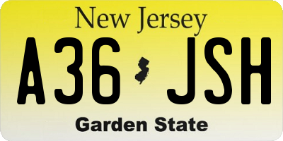 NJ license plate A36JSH