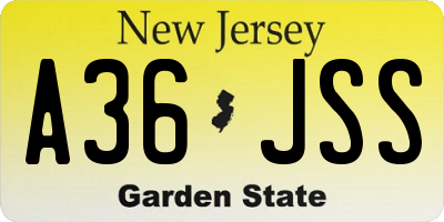 NJ license plate A36JSS