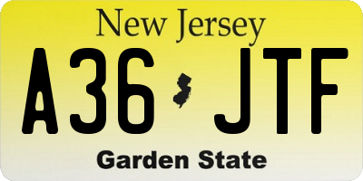 NJ license plate A36JTF