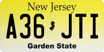 NJ license plate A36JTI