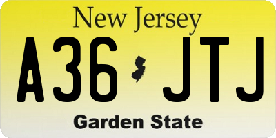 NJ license plate A36JTJ