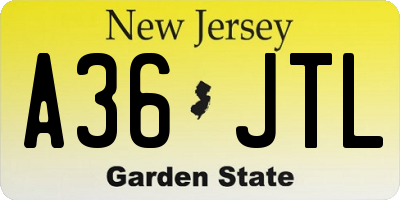 NJ license plate A36JTL