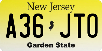 NJ license plate A36JTO