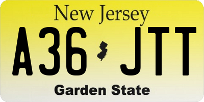 NJ license plate A36JTT