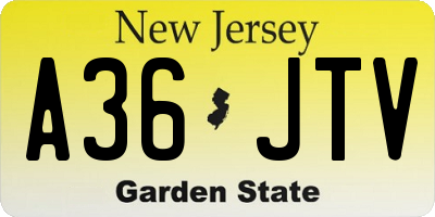 NJ license plate A36JTV