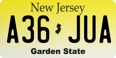 NJ license plate A36JUA