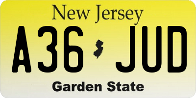 NJ license plate A36JUD
