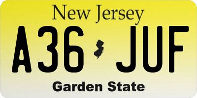 NJ license plate A36JUF