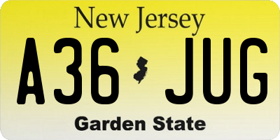 NJ license plate A36JUG