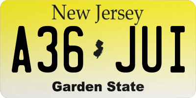 NJ license plate A36JUI