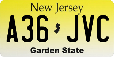 NJ license plate A36JVC