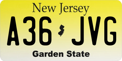 NJ license plate A36JVG